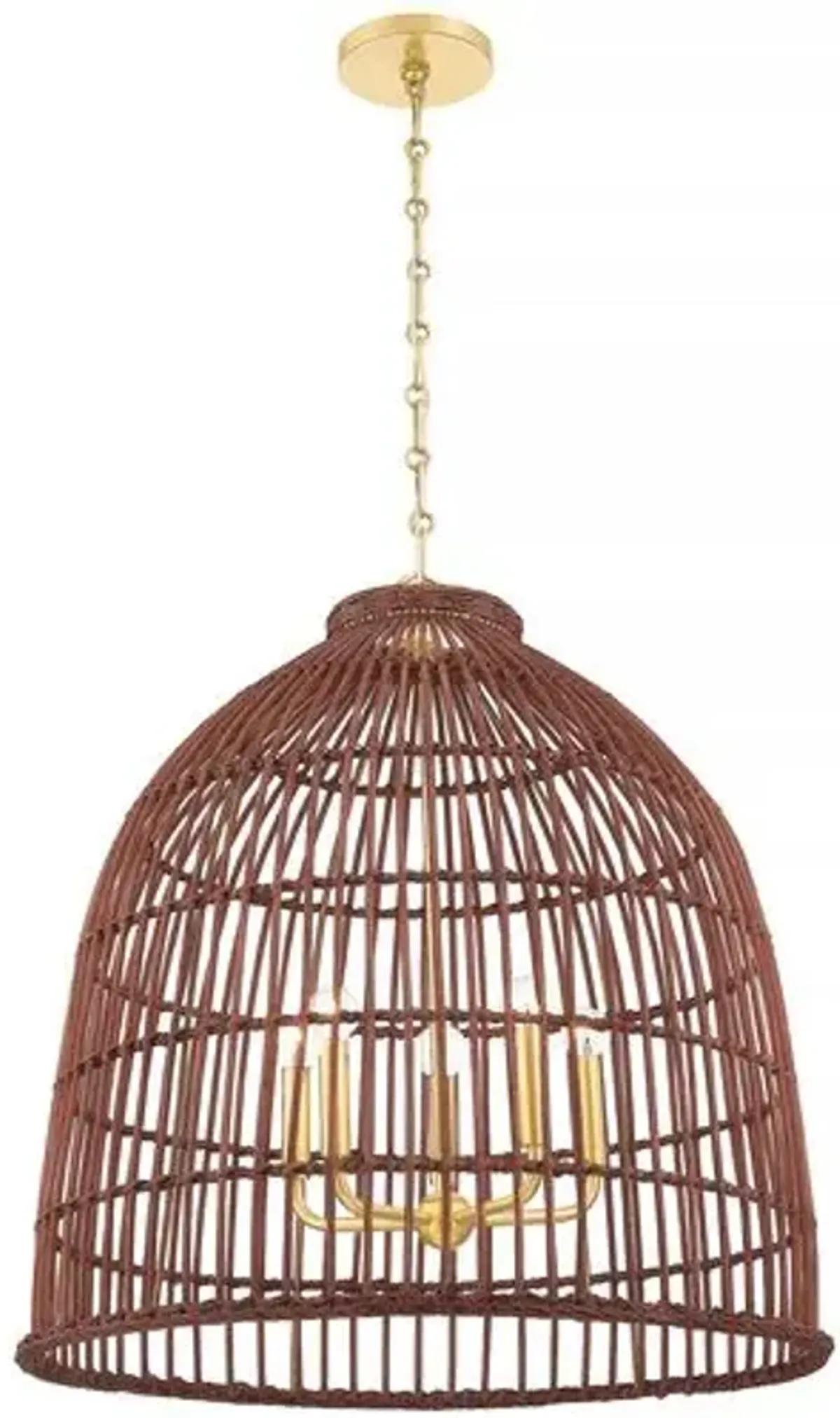 Jordan Rattan Pendant - Aged Brass/Natural - Gold