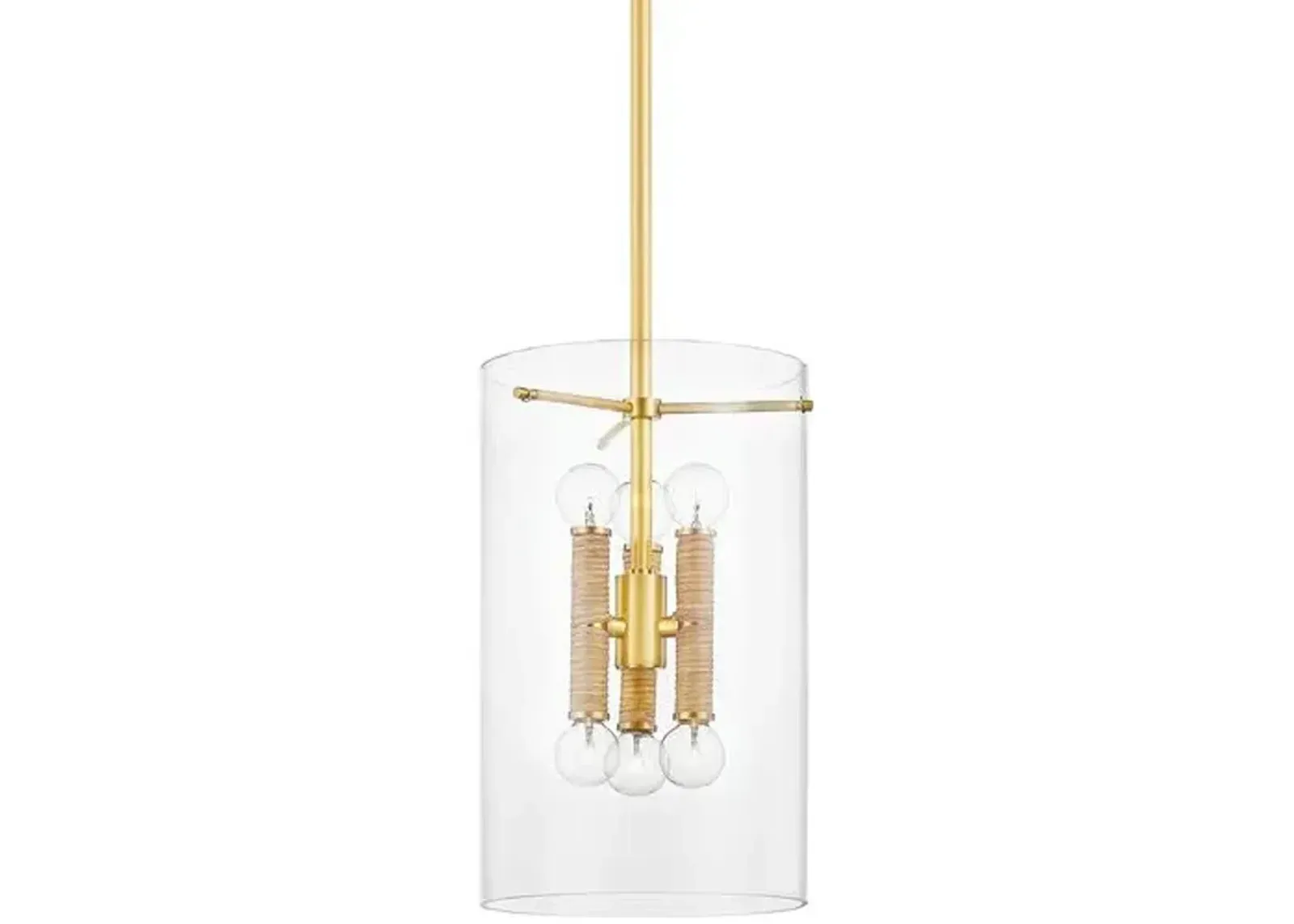 Barlow Rattan Lantern - Clear Glass/Aged Brass - Gold