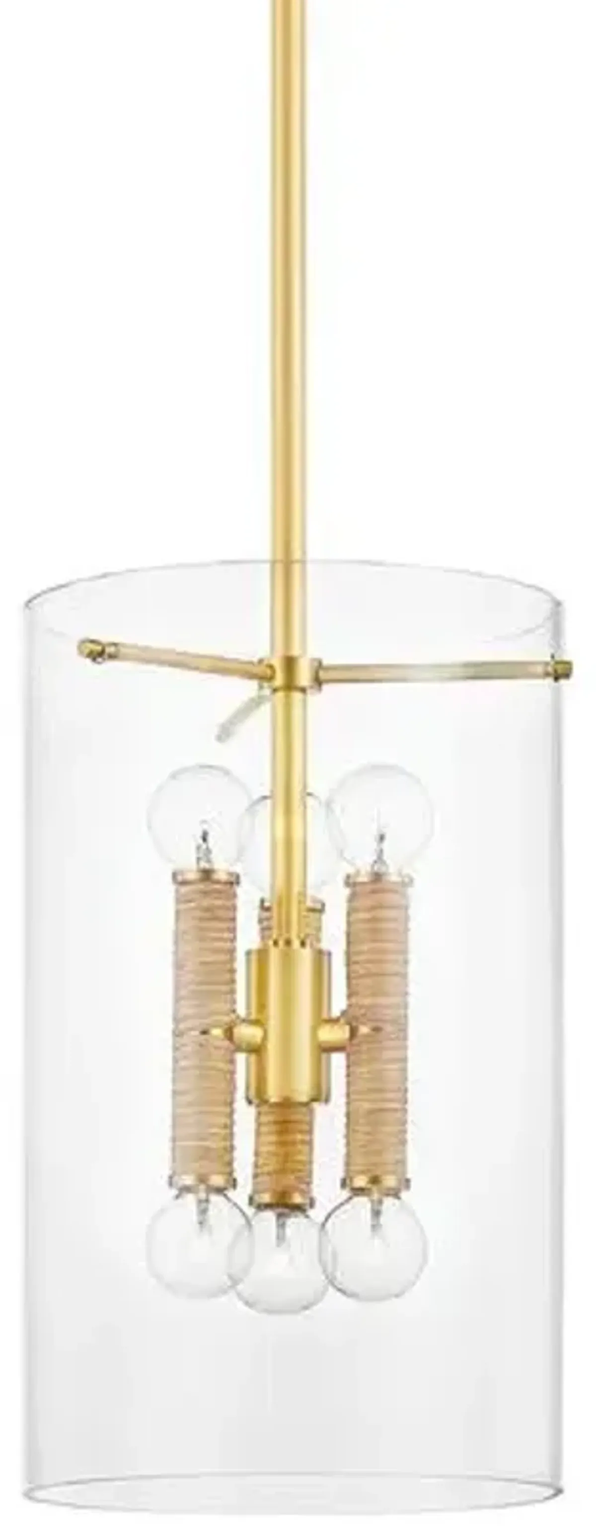 Barlow Rattan Lantern - Clear Glass/Aged Brass - Gold