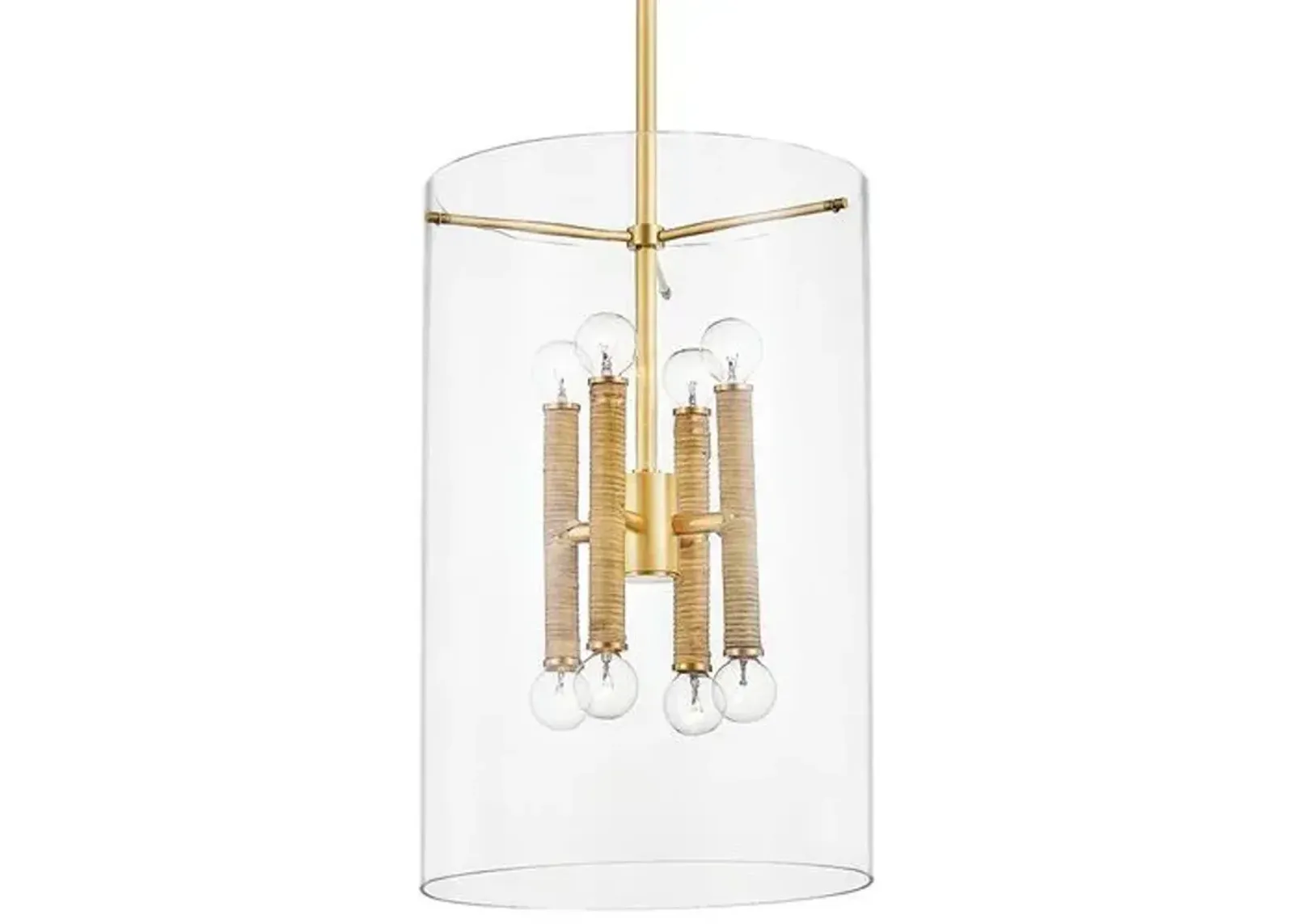 Barlow Rattan Lantern - Clear Glass/Aged Brass - Gold