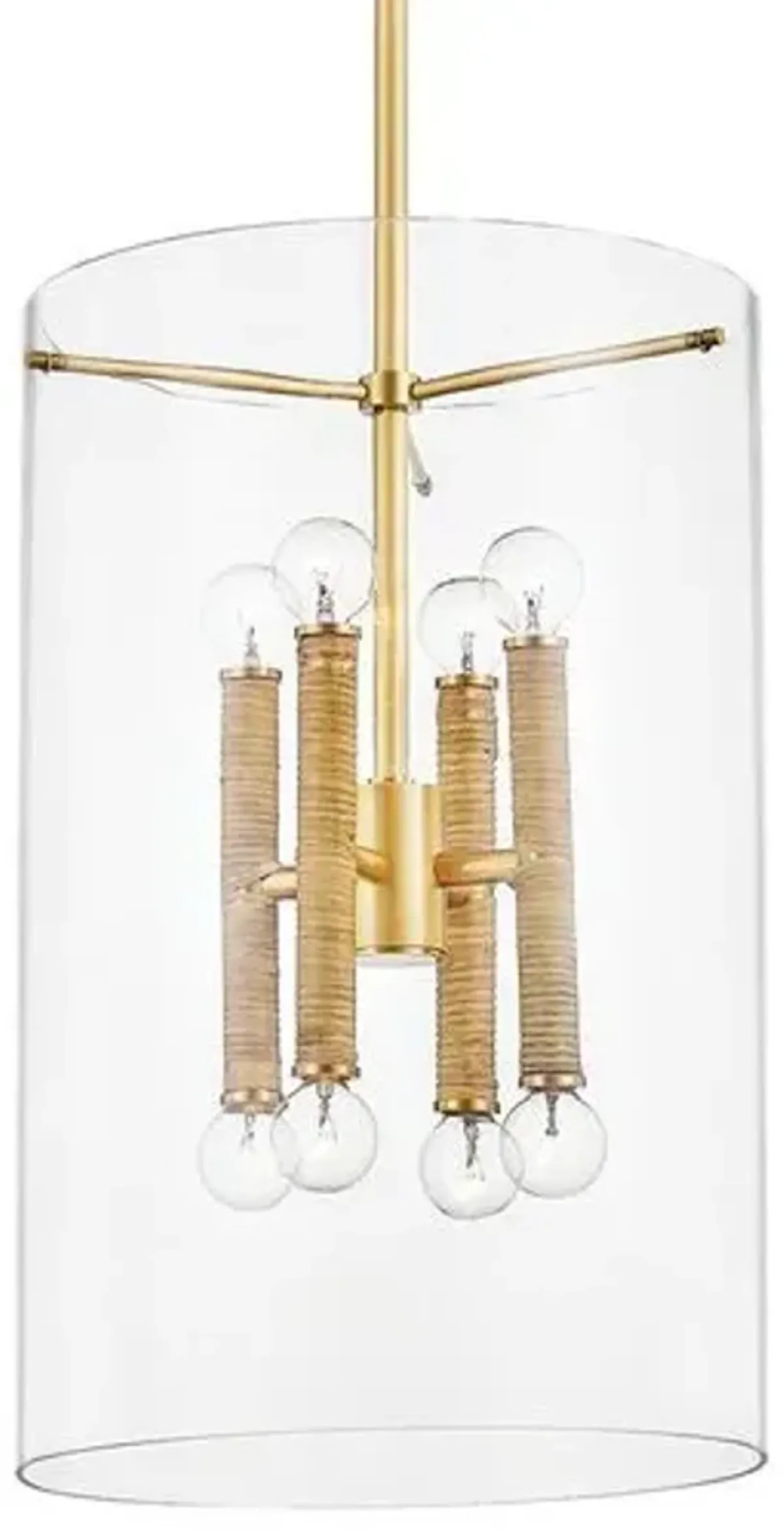 Barlow Rattan Lantern - Clear Glass/Aged Brass - Gold