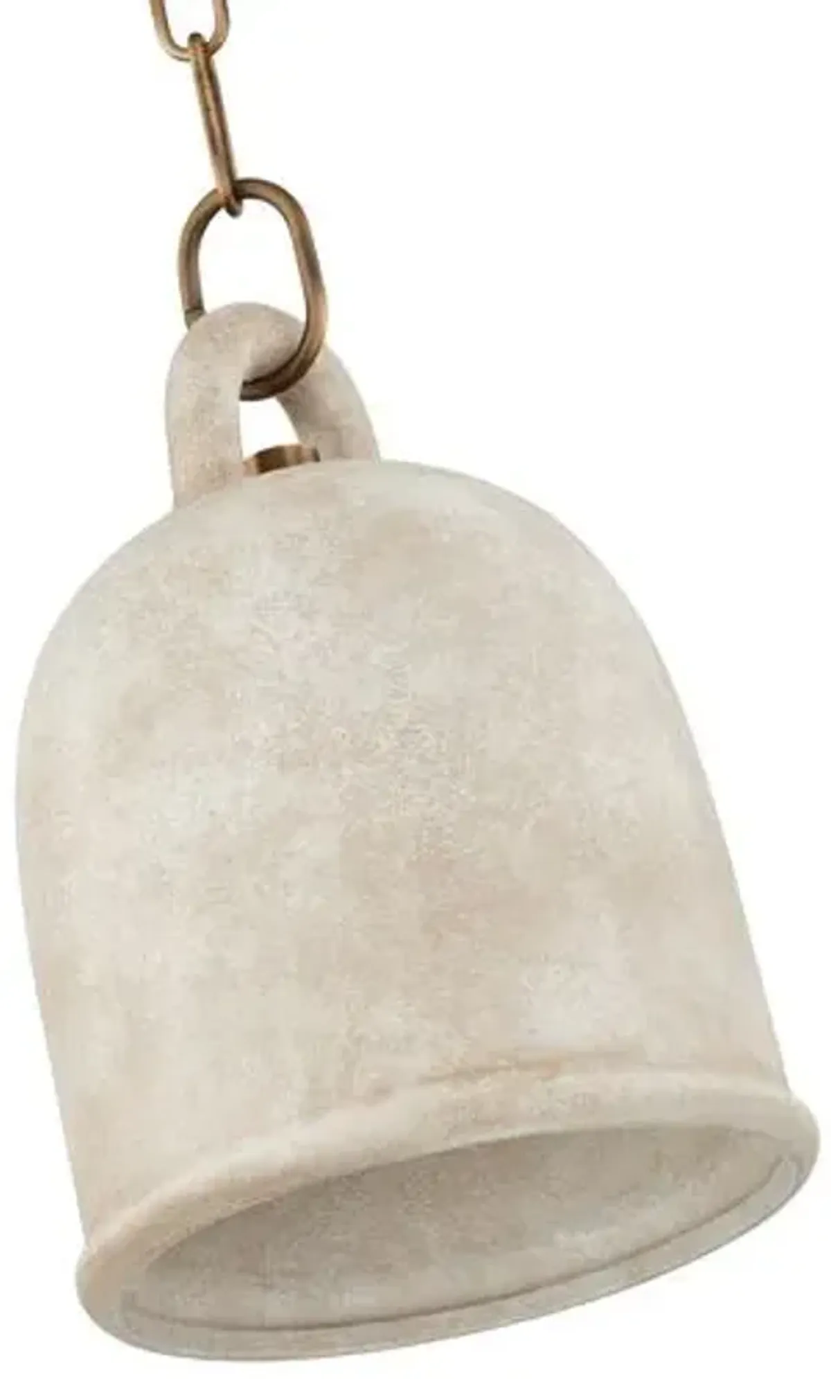 Lauren Liess - Relic Ceramic Bell Pendant - Patina Brass/Textured White - Brown