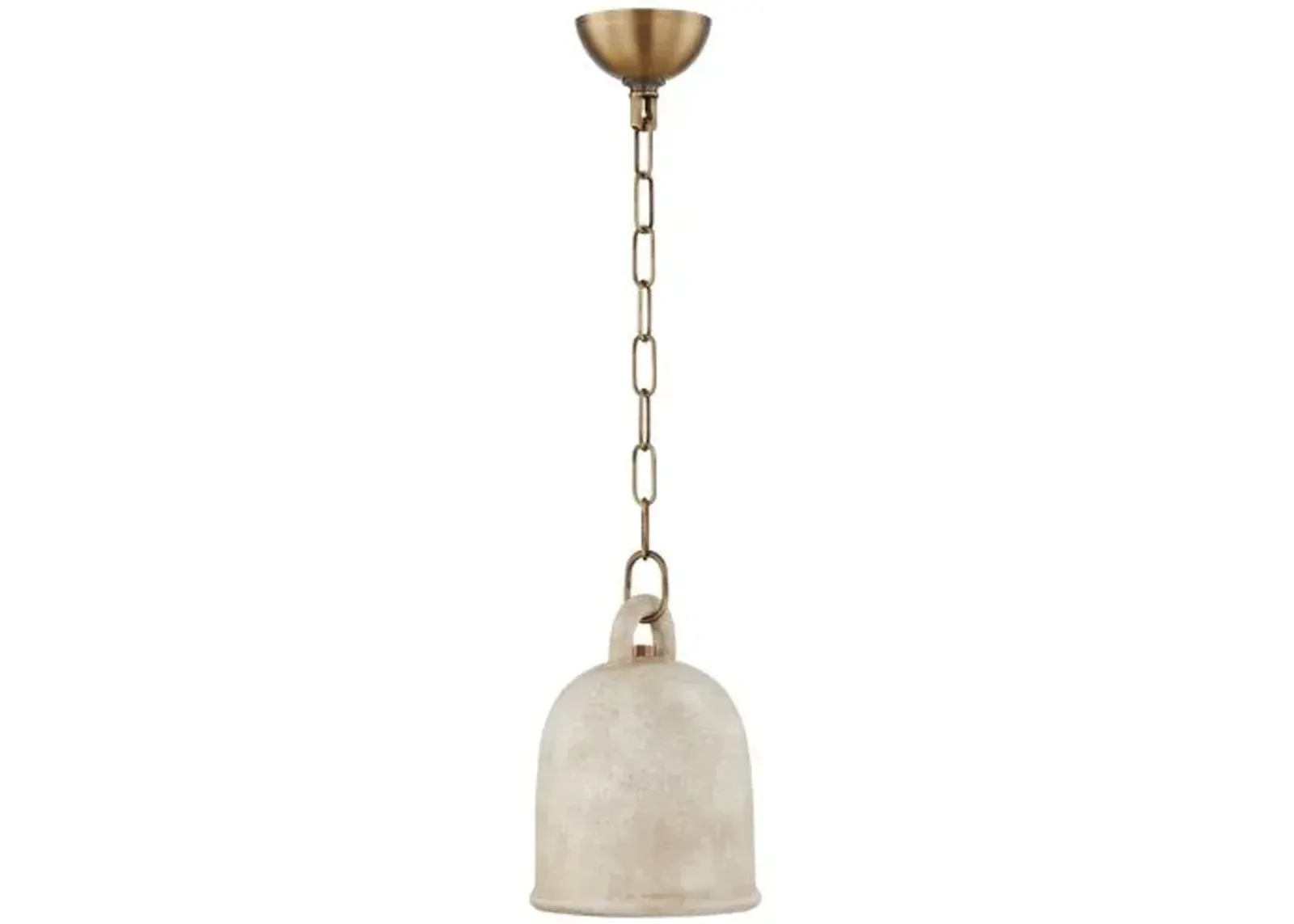 Lauren Liess - Relic Ceramic Bell Pendant - Patina Brass/Textured White - Brown