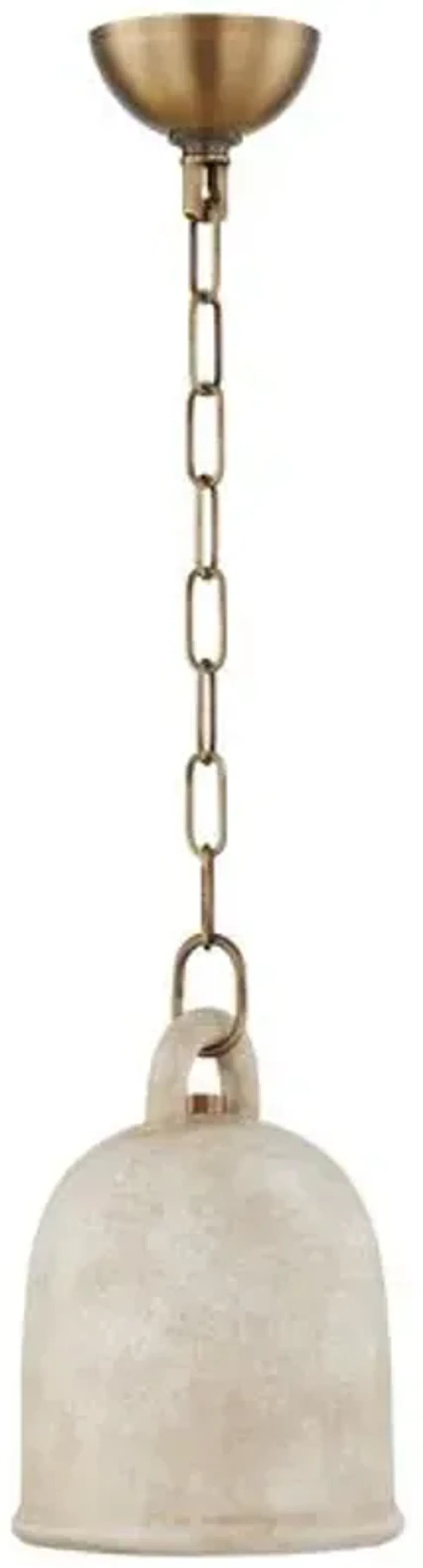 Lauren Liess - Relic Ceramic Bell Pendant - Patina Brass/Textured White - Brown