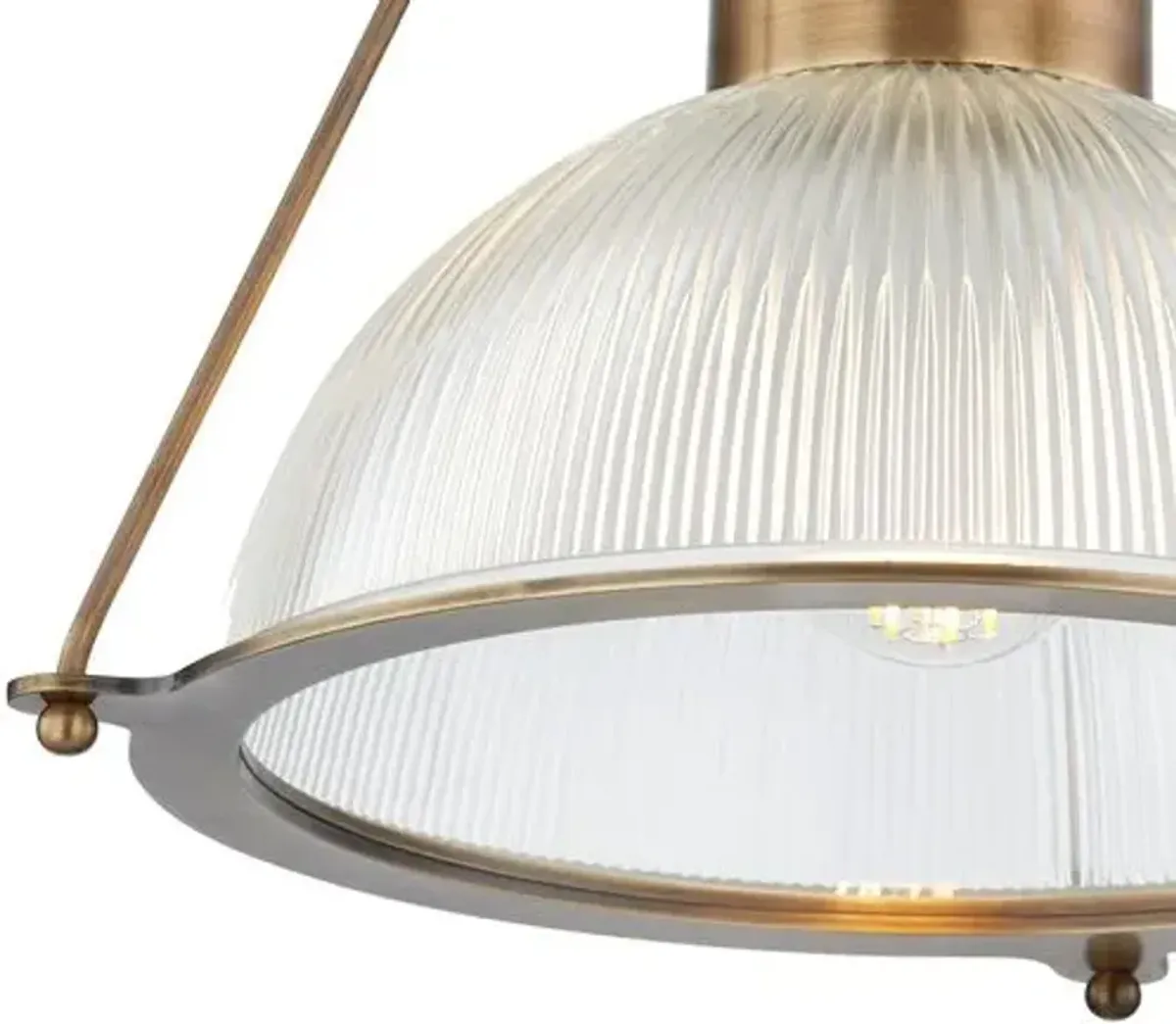 Lauren Liess - Glint Semi Flush Mount - Patina Brass/Ribbed Glass - Brown