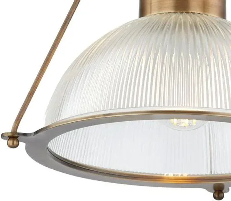 Lauren Liess - Glint Semi Flush Mount - Patina Brass/Ribbed Glass - Brown