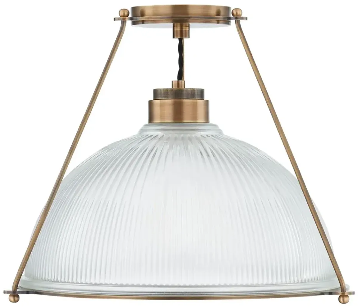 Lauren Liess - Glint Semi Flush Mount - Patina Brass/Ribbed Glass - Brown
