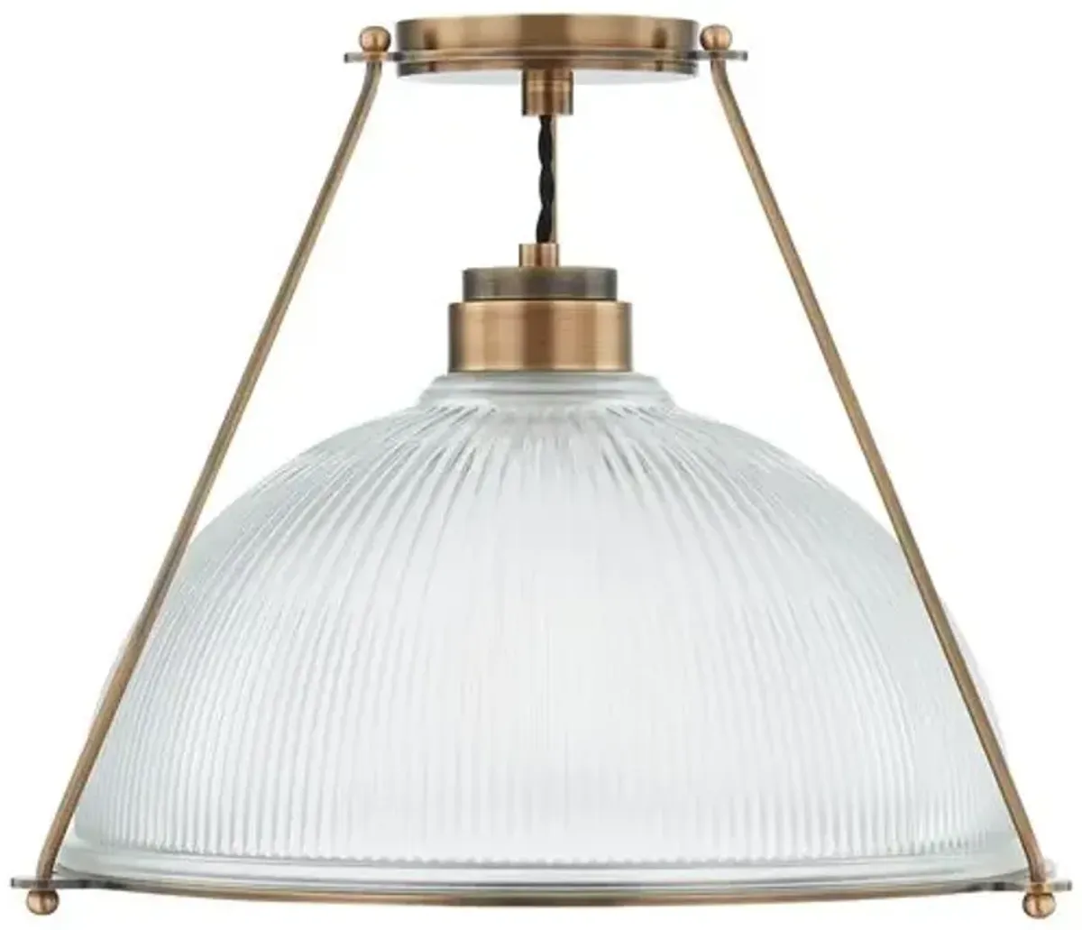 Lauren Liess - Glint Semi Flush Mount - Patina Brass/Ribbed Glass - Brown