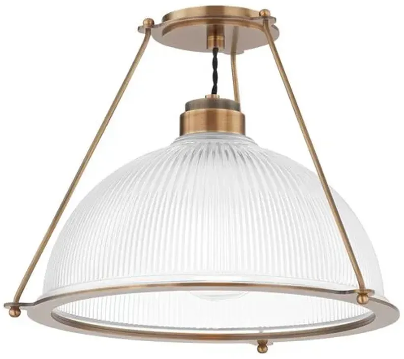 Lauren Liess - Glint Semi Flush Mount - Patina Brass/Ribbed Glass - Brown