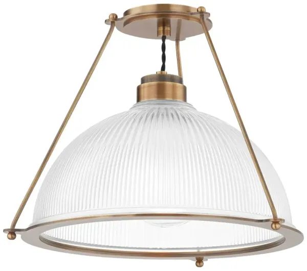 Lauren Liess - Glint Semi Flush Mount - Patina Brass/Ribbed Glass - Brown