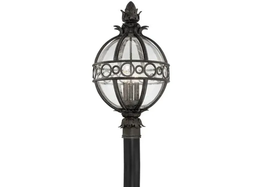 Cora Globe Outdoor Post Light - French Iron - Black