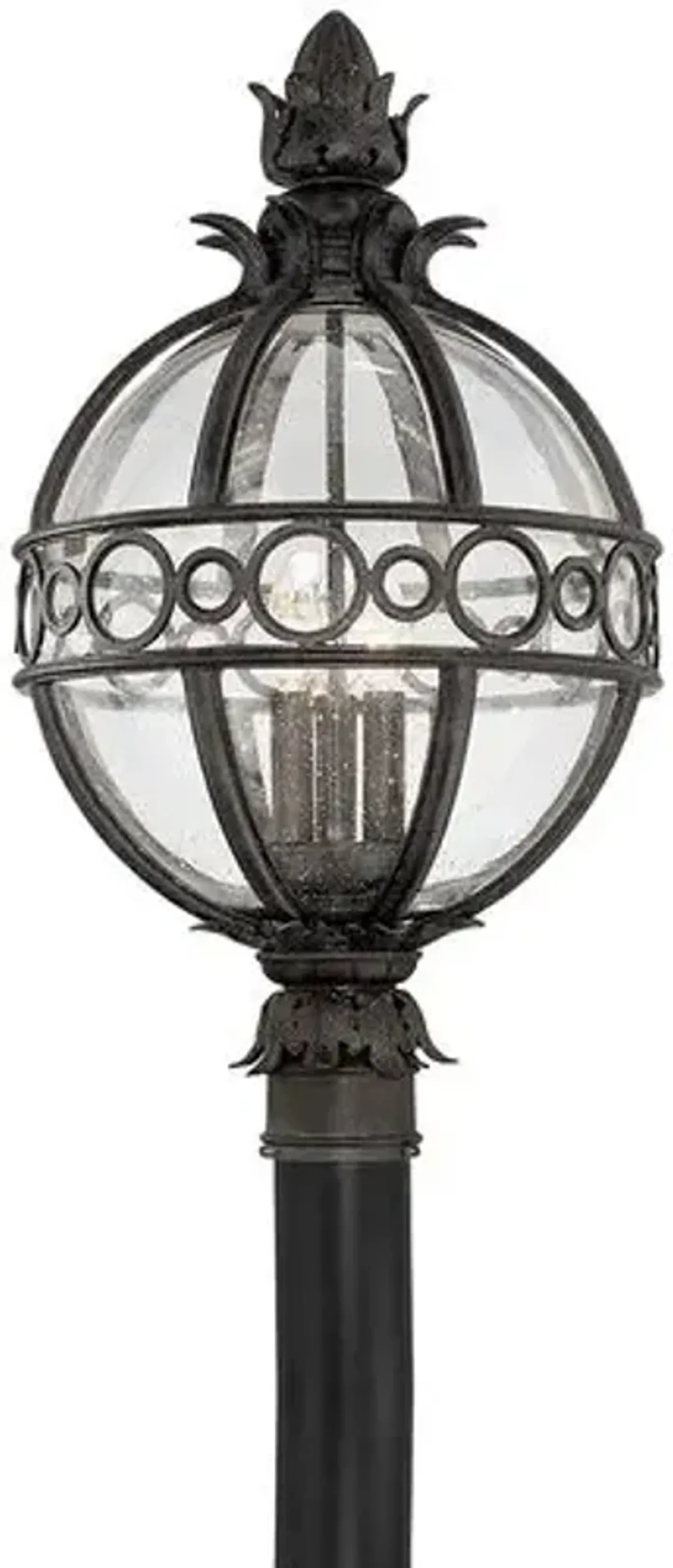 Cora Globe Outdoor Post Light - French Iron - Black