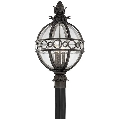 Cora Globe Outdoor Post Light - French Iron - Black