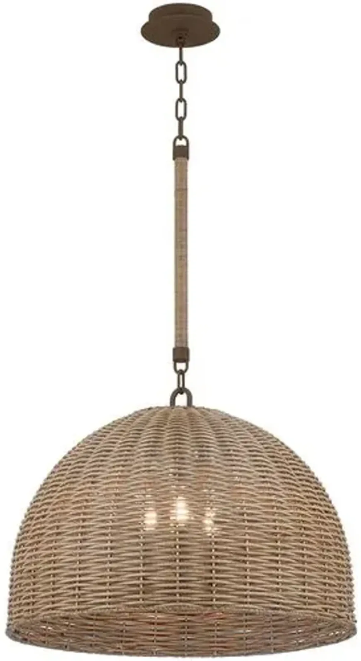 Hue Faux Rattan Outdoor Pendant - Textured Bronze - Brown