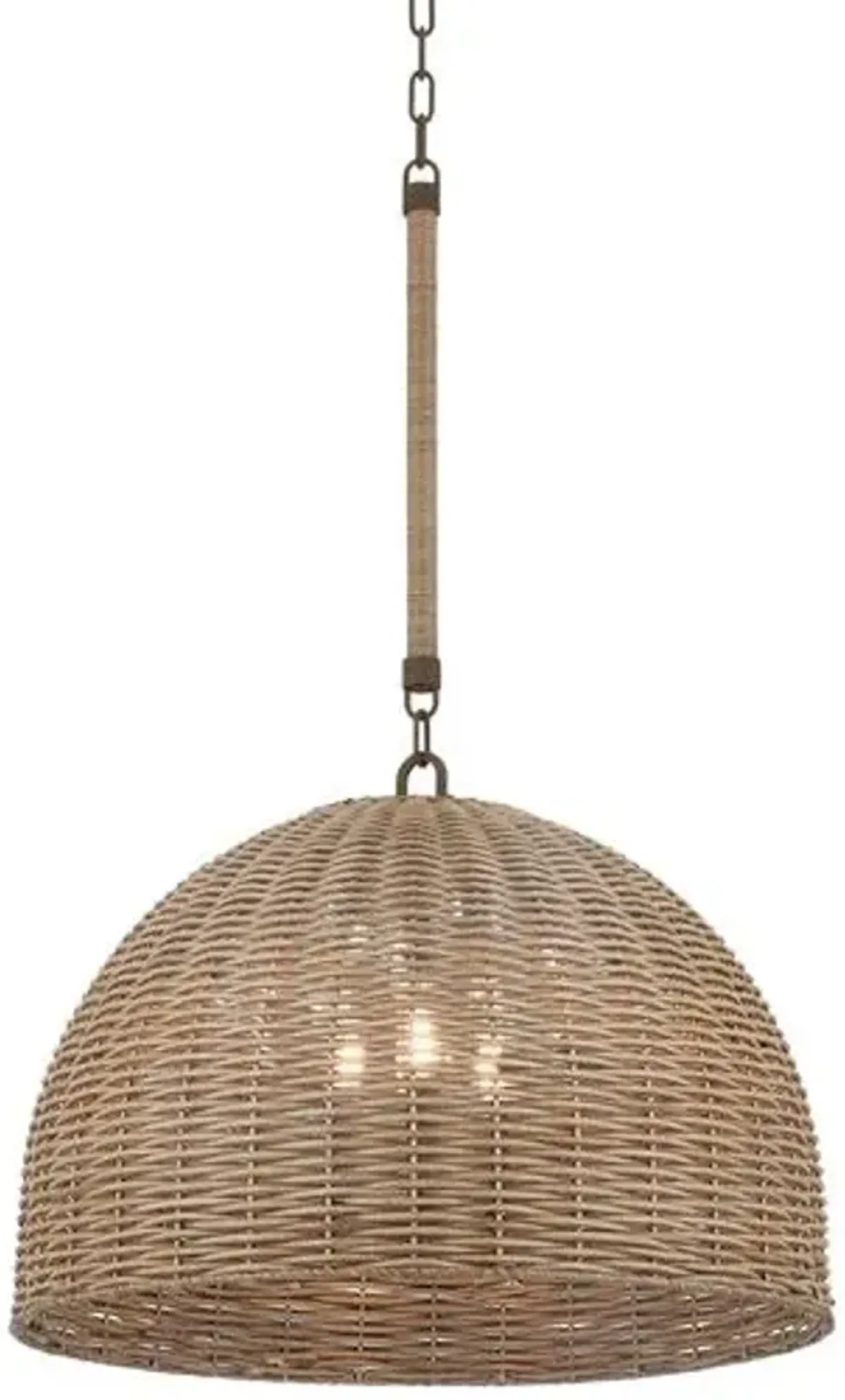 Hue Faux Rattan Outdoor Pendant - Textured Bronze - Brown