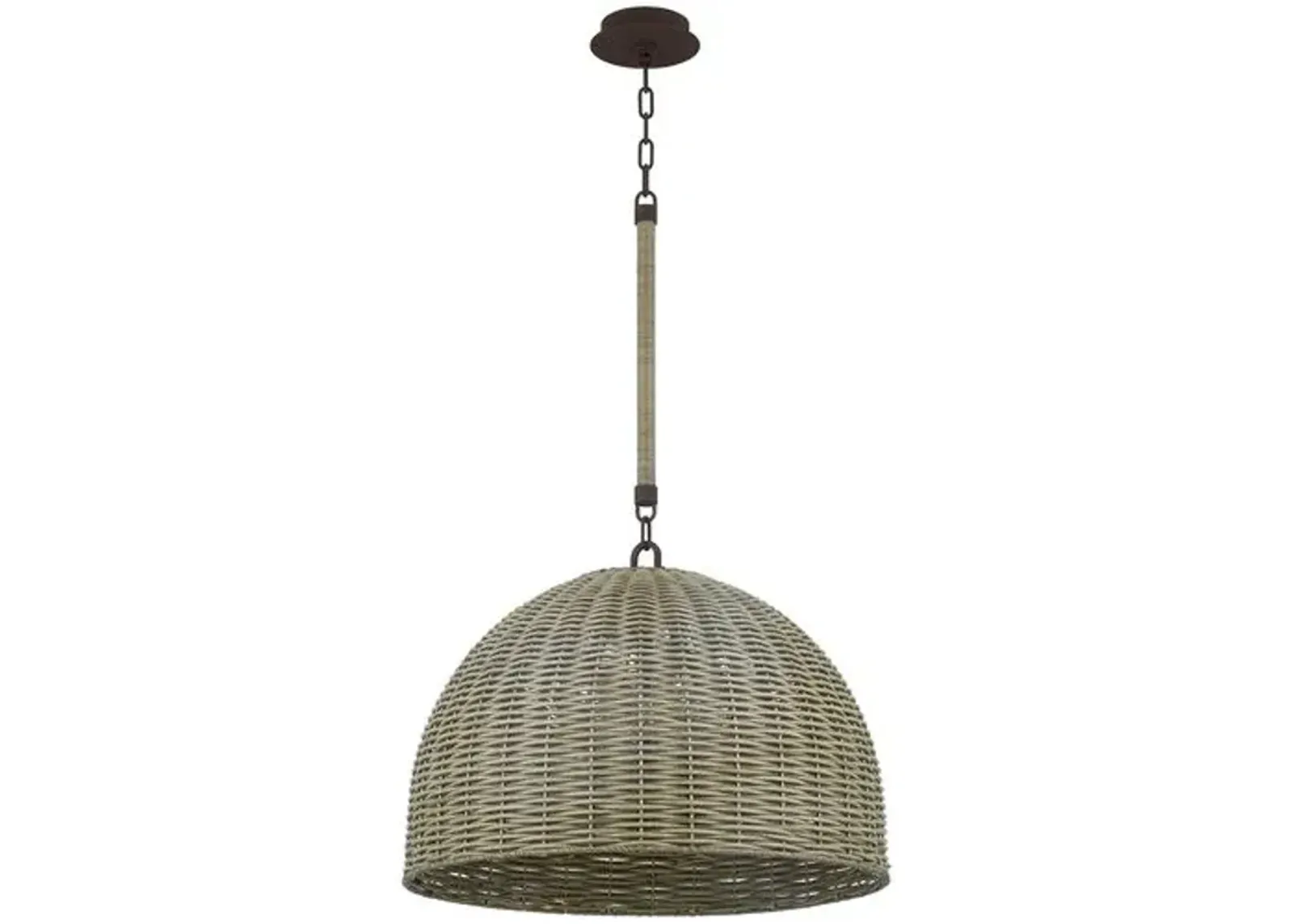 Hue Faux Rattan Outdoor Pendant - Textured Bronze - Brown