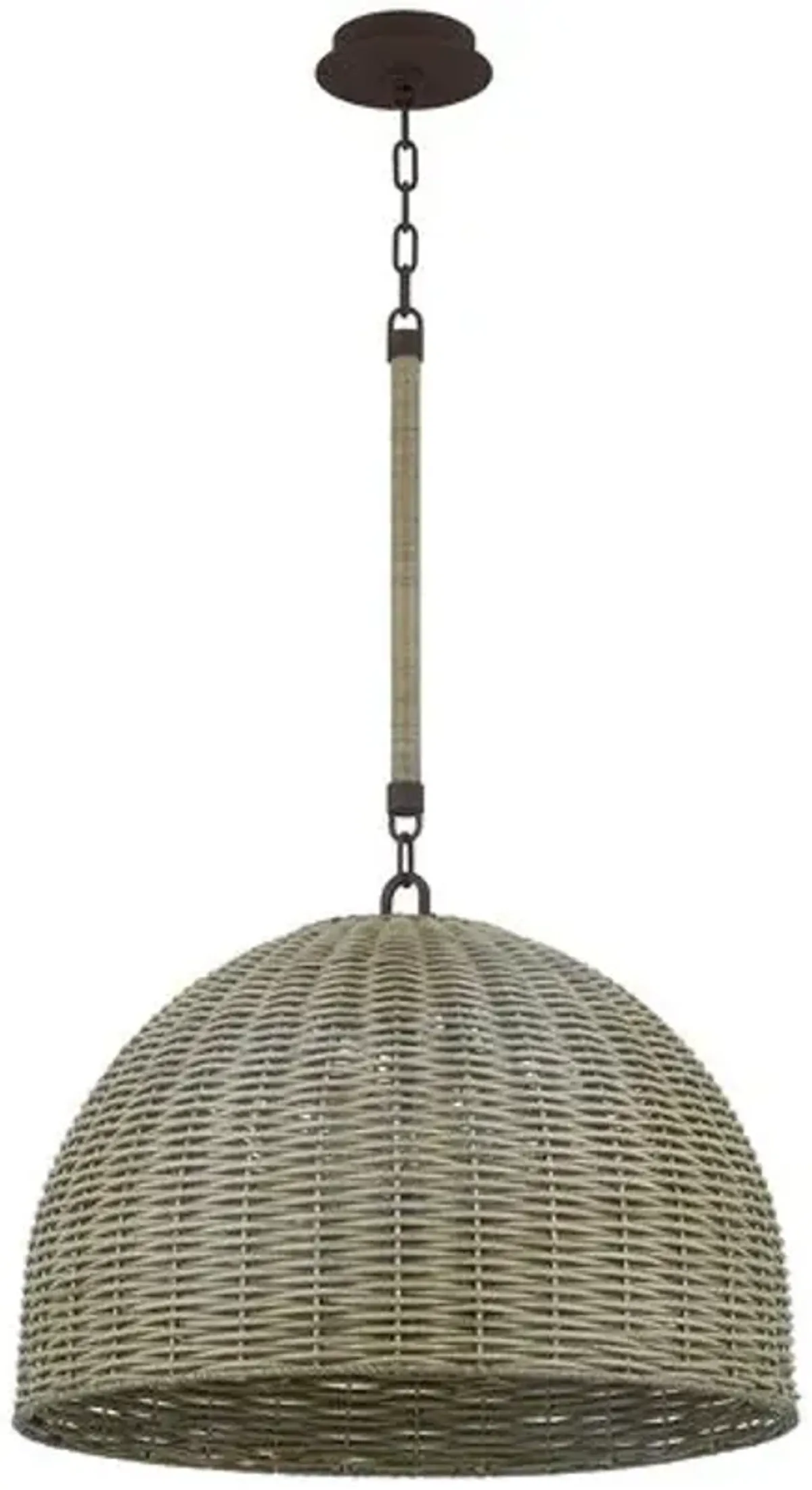 Hue Faux Rattan Outdoor Pendant - Textured Bronze - Brown