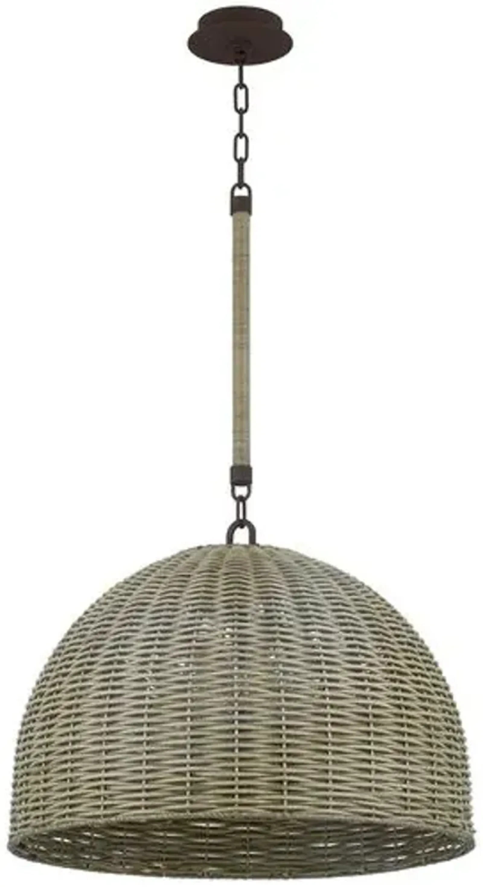 Hue Faux Rattan Outdoor Pendant - Textured Bronze - Brown