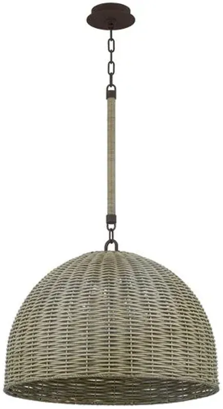 Hue Faux Rattan Outdoor Pendant - Textured Bronze - Brown