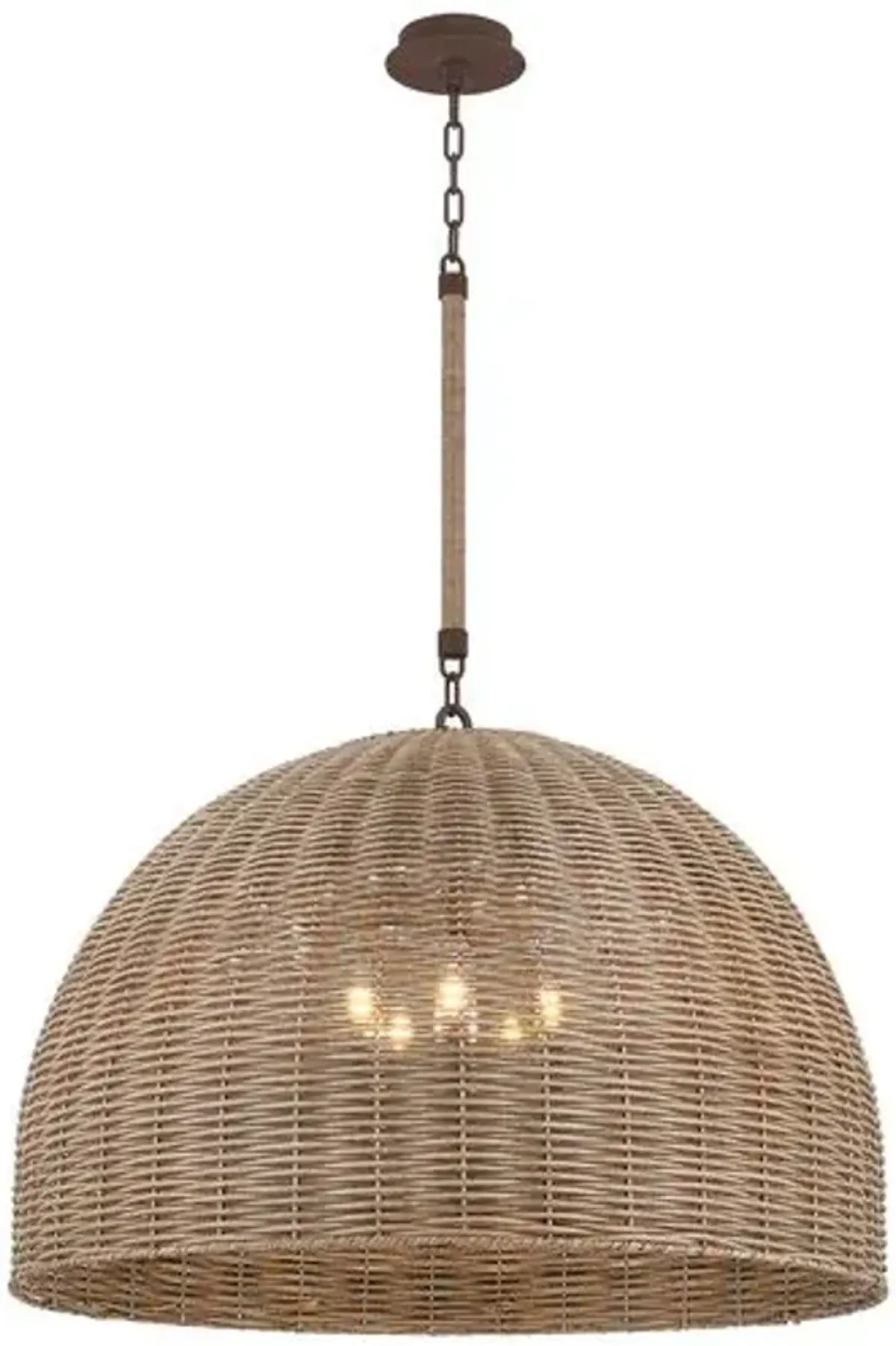 Hue Faux Rattan Outdoor Pendant - Textured Bronze - Brown