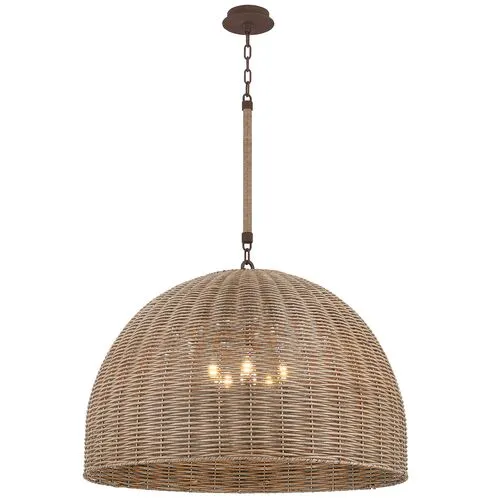 Hue Faux Rattan Outdoor Pendant - Textured Bronze - Brown