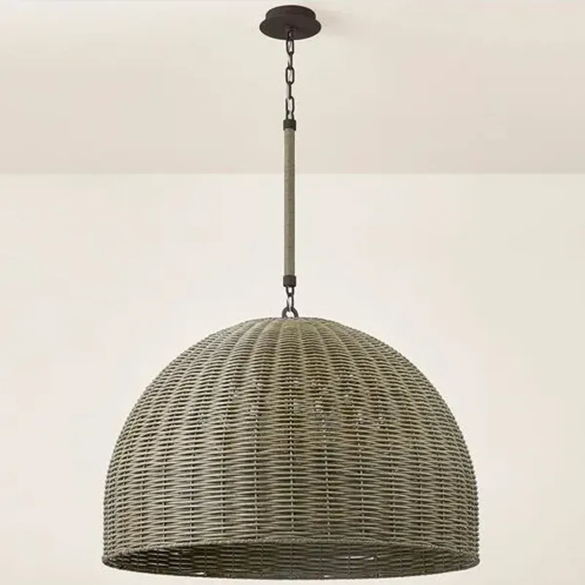 Hue Faux Rattan Outdoor Pendant - Textured Bronze - Brown