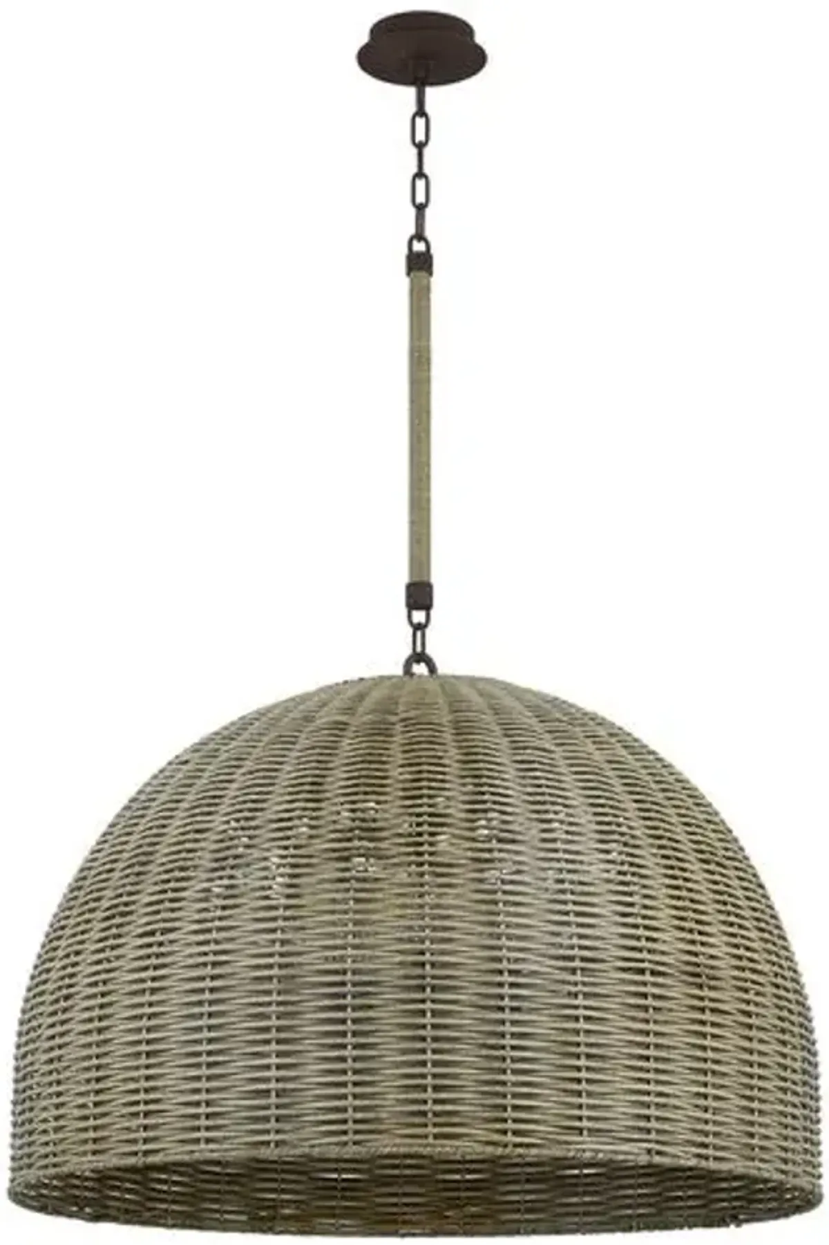 Hue Faux Rattan Outdoor Pendant - Textured Bronze - Brown