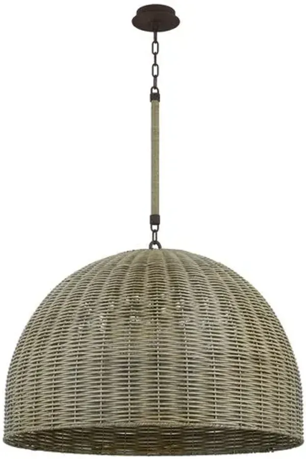 Hue Faux Rattan Outdoor Pendant - Textured Bronze - Brown