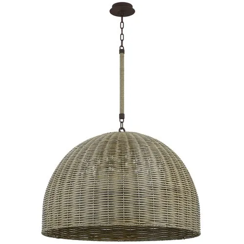 Hue Faux Rattan Outdoor Pendant - Textured Bronze - Brown