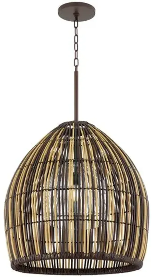 Hugh Outdoor Chandelier - Textured Bronze - Brown