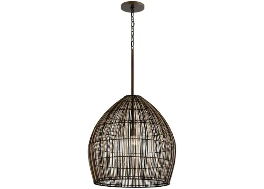 Hugh Outdoor Chandelier - Textured Bronze - Brown