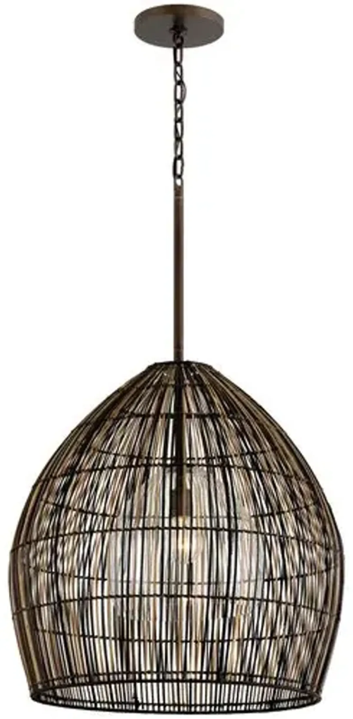 Hugh Outdoor Chandelier - Textured Bronze - Brown