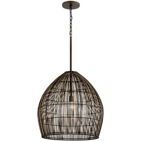 Hugh Outdoor Chandelier - Textured Bronze - Brown