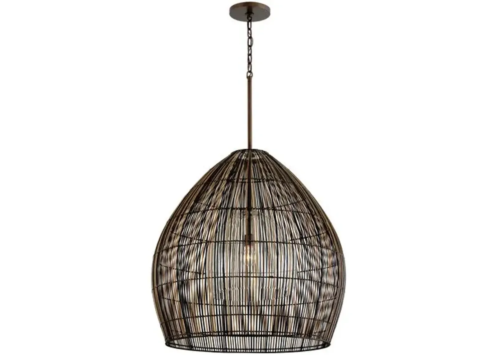 Hugh Outdoor Chandelier - Textured Bronze - Brown