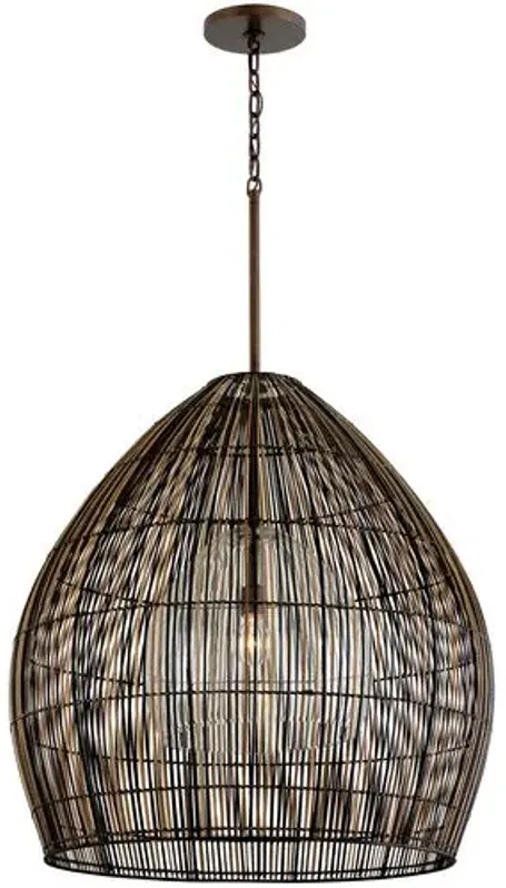 Hugh Outdoor Chandelier - Textured Bronze - Brown