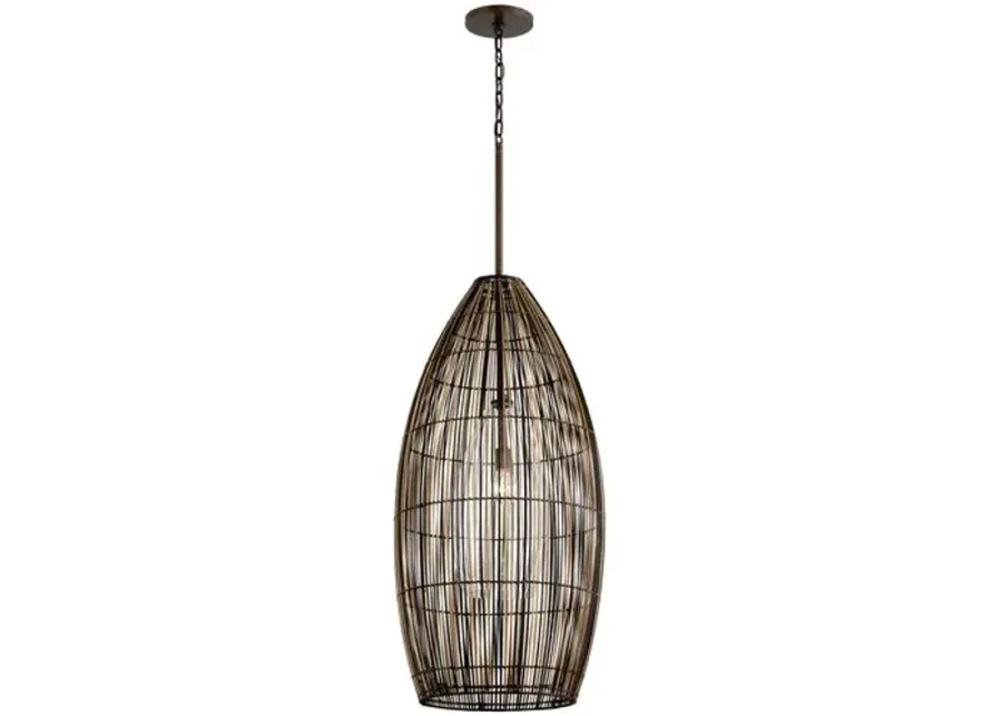 Hugh Outdoor Pendant - Textured Bronze - Brown