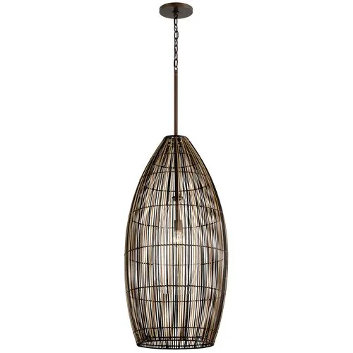 Hugh Outdoor Pendant - Textured Bronze - Brown