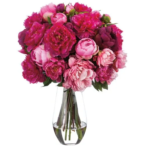 27" Peony Arrangement in Glass Vase - Faux - Pink