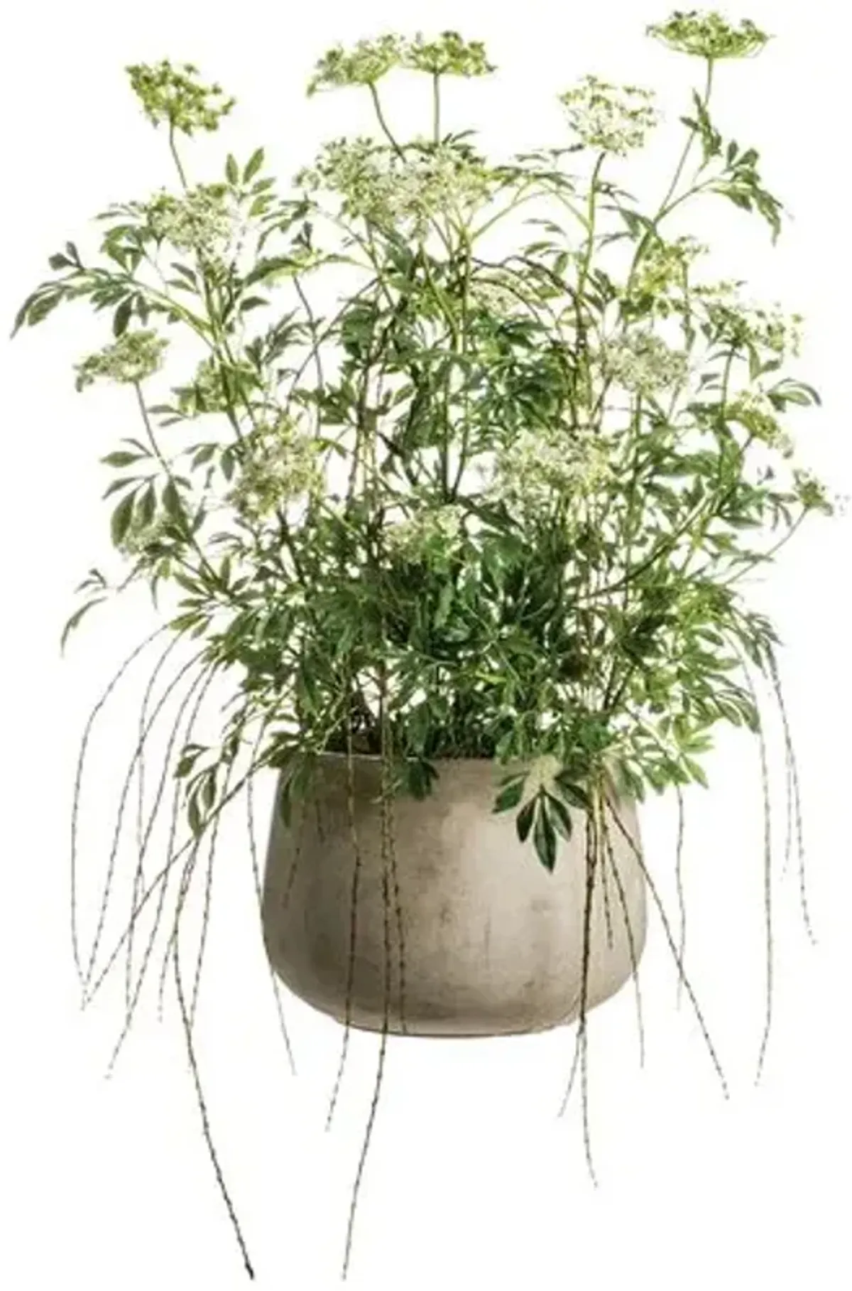 46" Queen Anne's Lace with Hanging Willow Arrangement - Faux - Green