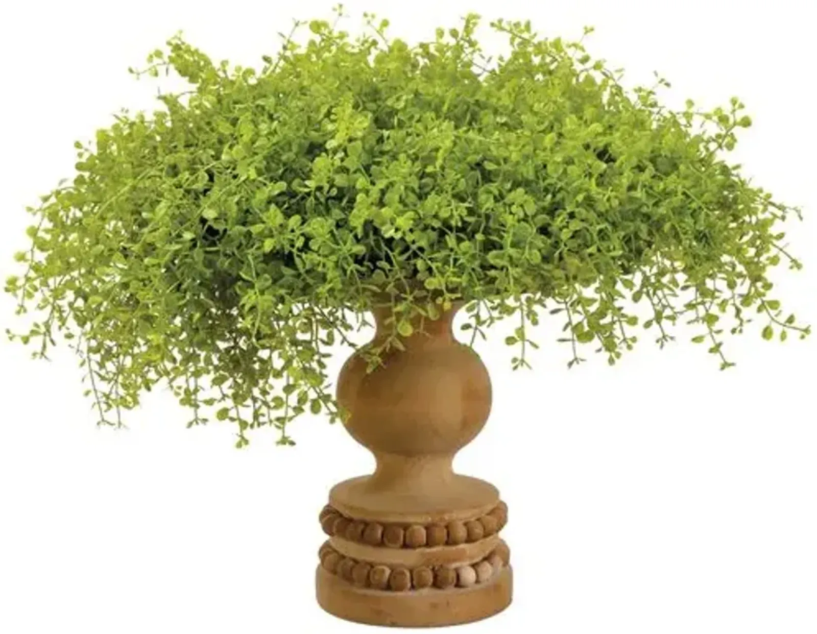 Baby's Tears in Footed Wood Planter - Faux - Green - 16"