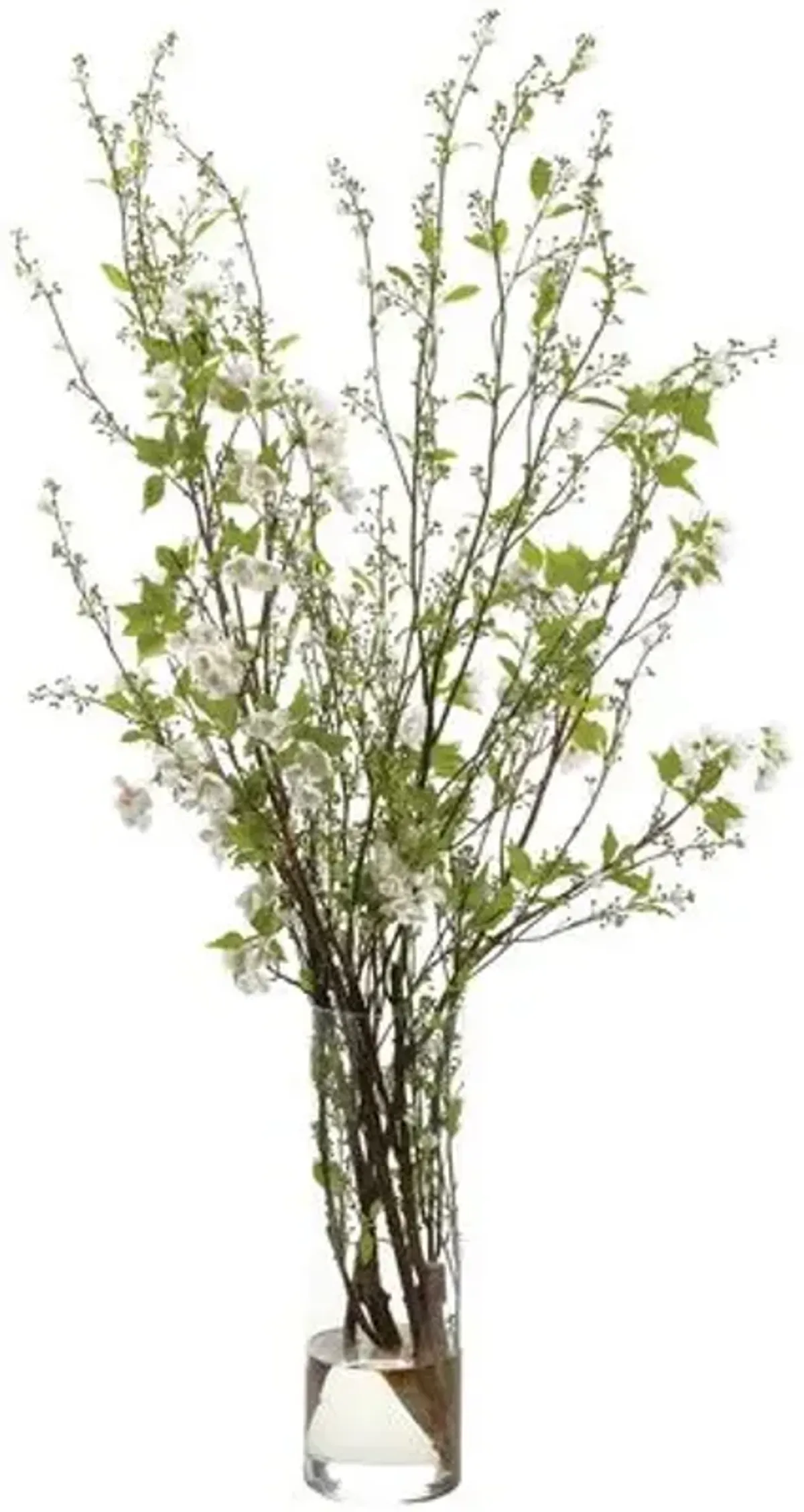 6' Berries and Blossoms Arrangement in Glass Vase - Faux - White