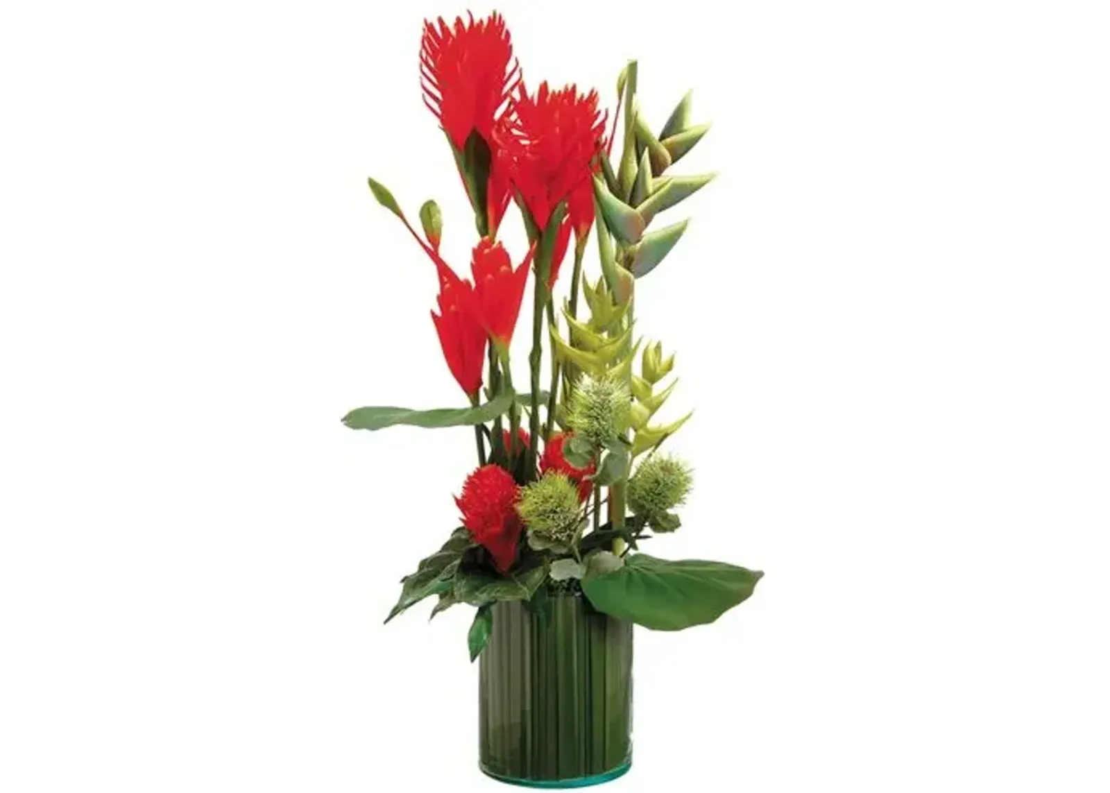 42.5" Tropical Mix Arrangement in Glass Vase - Faux - Orange