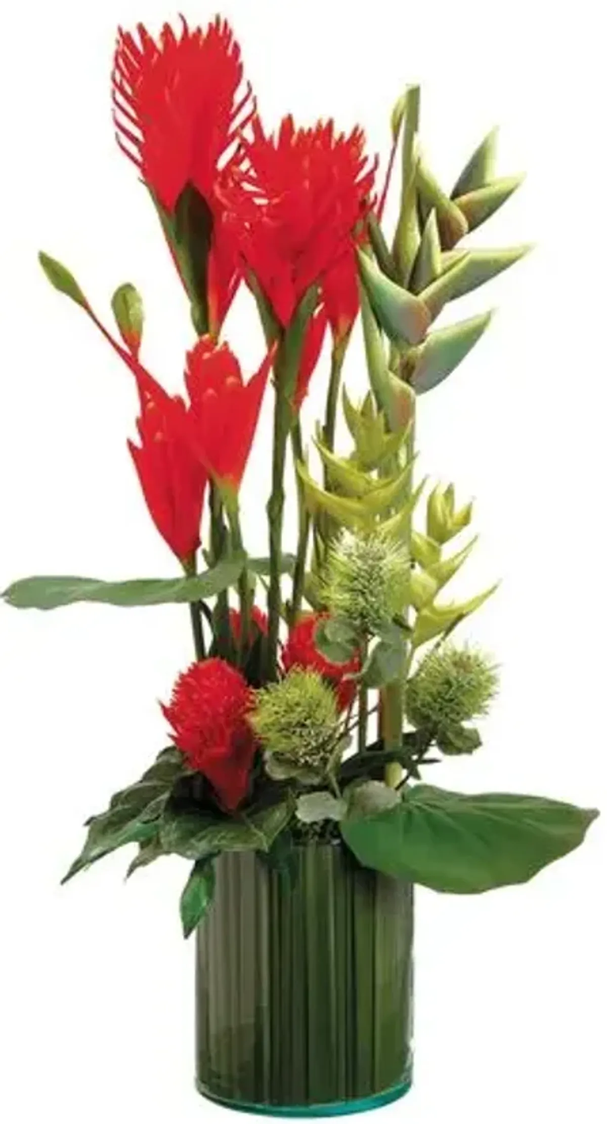 42.5" Tropical Mix Arrangement in Glass Vase - Faux - Orange