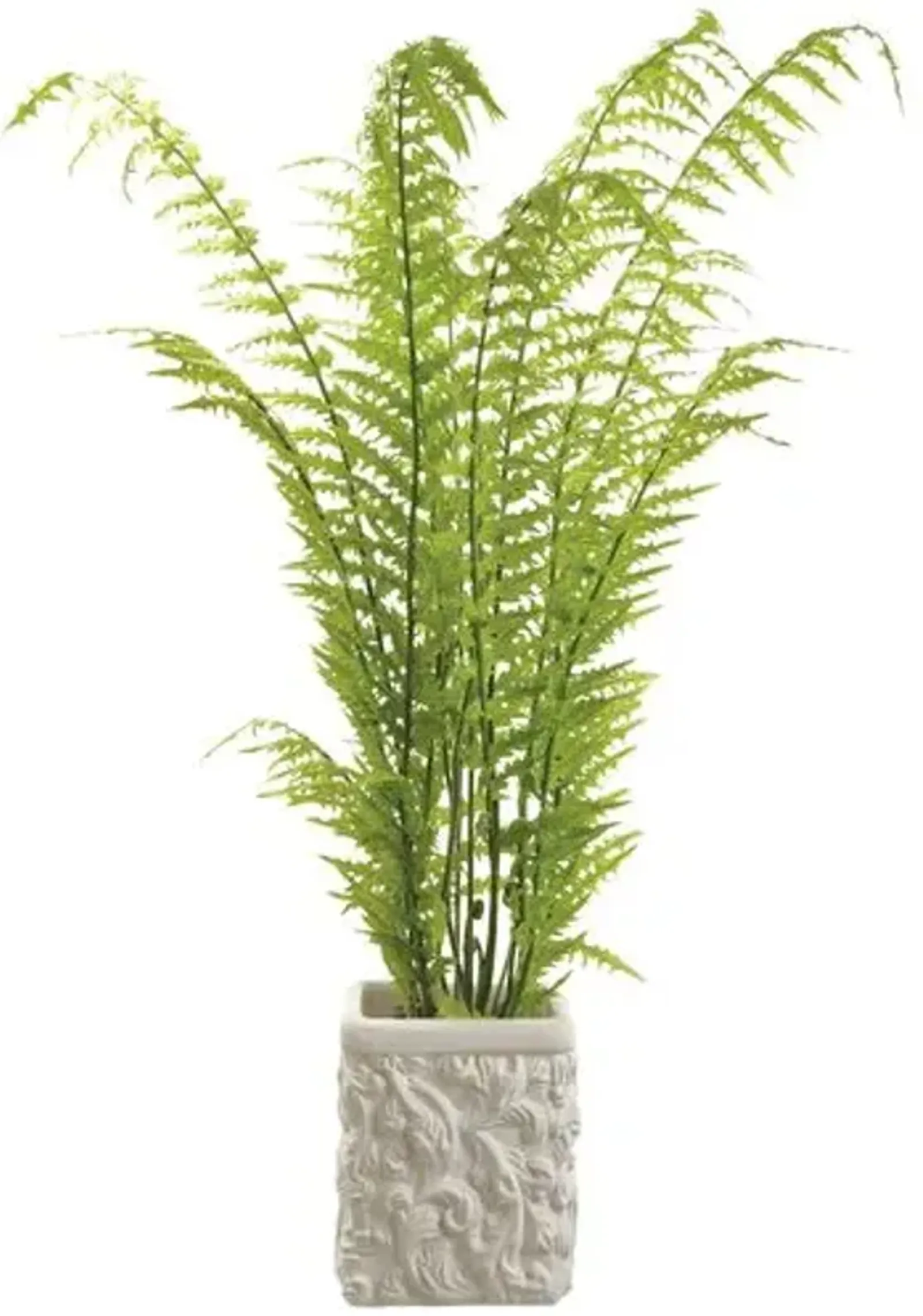 55" Tall Fern in Baroque Pot - Faux - Green