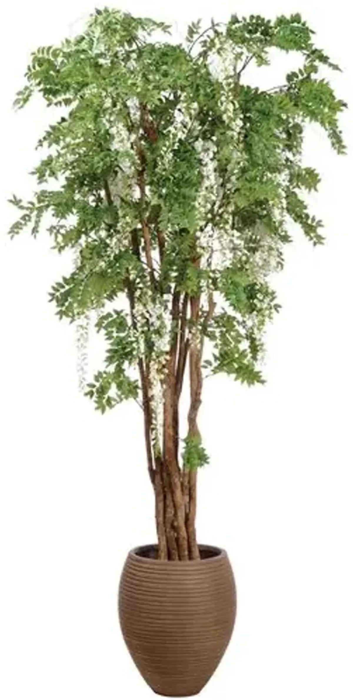 9' Wisteria Tree in Clay Planter - Faux - White - 108Hx20Lx20W in