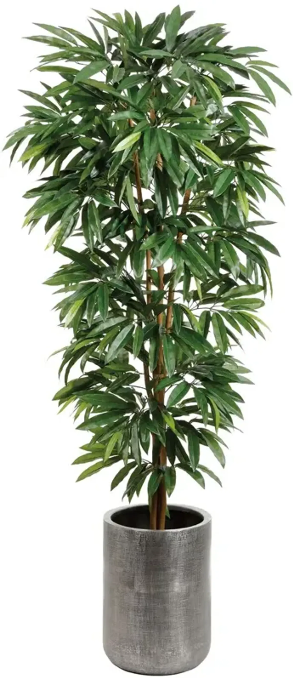 87" Mango Tree in Textured Antique Zinc Planter, Faux