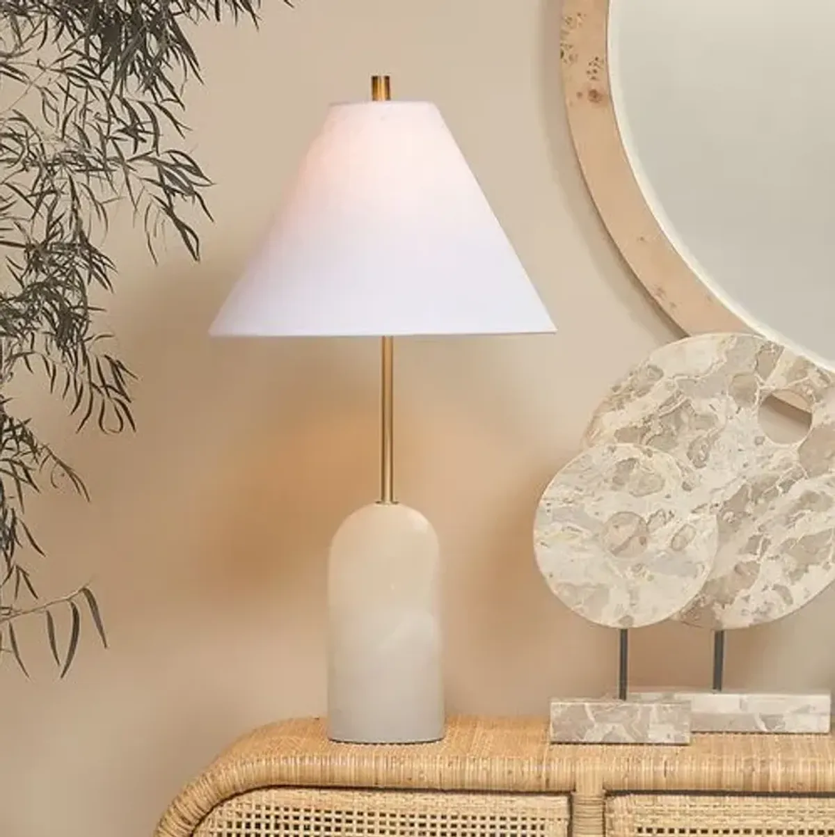 Holt Table Lamp - Natural Travertine - Jamie Young Co. - Ivory