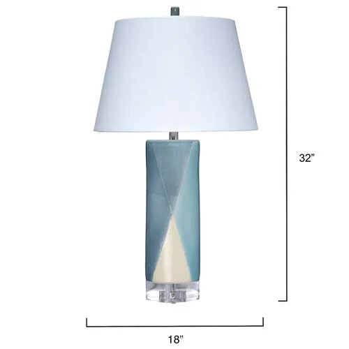 Diamond Table Lamp - Blue/White - Jamie Young Co. - Handcrafted