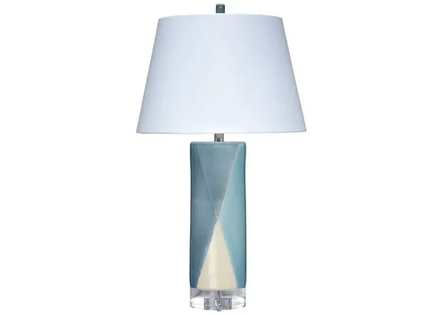 Diamond Table Lamp - Blue/White - Jamie Young Co. - Handcrafted