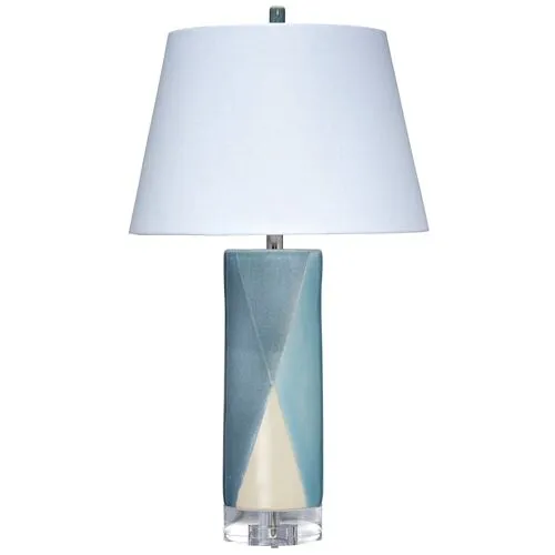 Diamond Table Lamp - Blue/White - Jamie Young Co. - Handcrafted